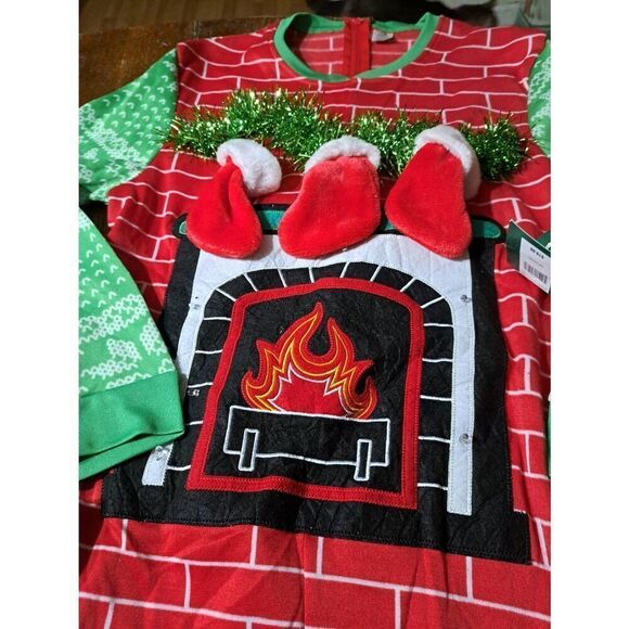 New Small 34/36 Dec 25th Christmas Cheer Union Suit Jump Suit Fill My Stocking - Picture 2 of 10